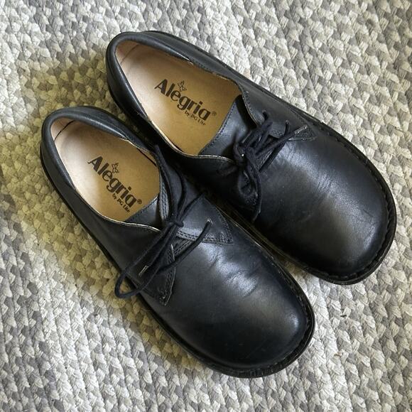 Alegria Bre-611 PG Lite Black Leather Lace Up 38 7.5 - Picture 1 of 9